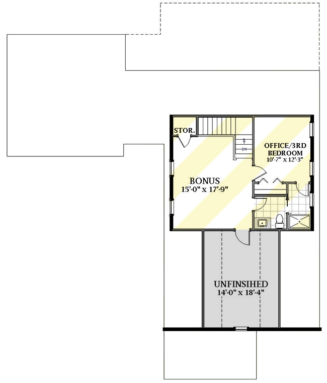 Plan 46437LA: Expandable 2-Bed Cottage House Plan with 2-Car Garage - Floor Plan - Optional Second Floor - Cottage, Country, Craftsman, Southern