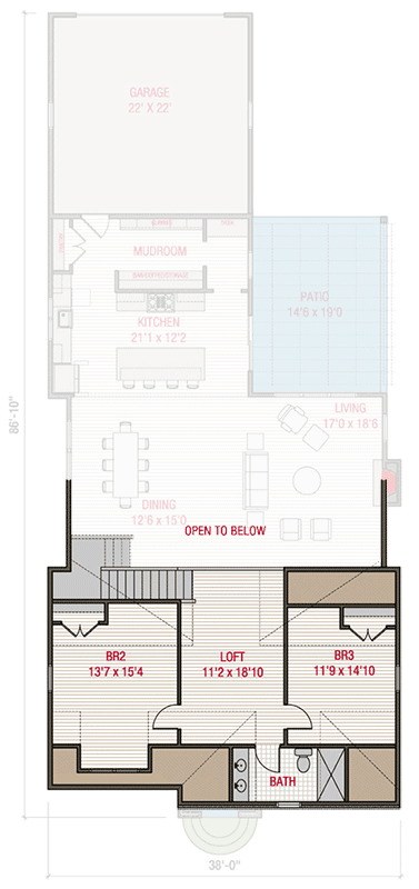 Plan 50192PH: Traditional Tudor Cottage with Rear 2-Car Garage - Floor Plan - 2nd Floor - Cape Cod, Cottage, Country, European, New American, Traditional, Tudor
