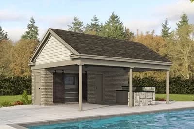Functional Pool House Plan with Full Bathroom