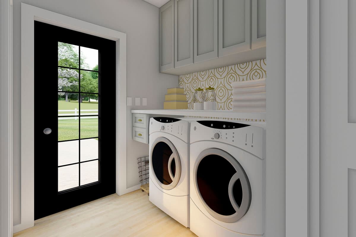 Plan 67800MG: Compact House Plan with Home Office and Bathroom Options - 988 Sq Ft - Image #12 - Cottage, Country, Craftsman, Traditional