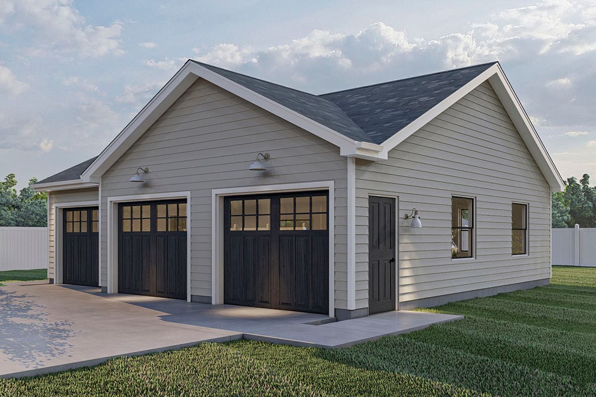 Plan 62307DJ: Single-Story Traditional 3-Car Garage - Image #4 - Traditional