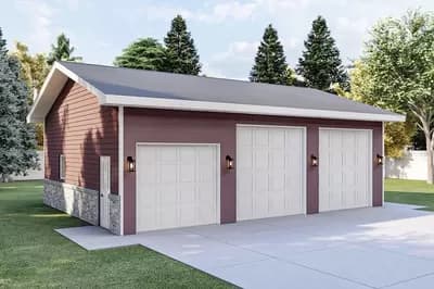 3-Car Detached Garage with 4th Overhead Door for Easy Access