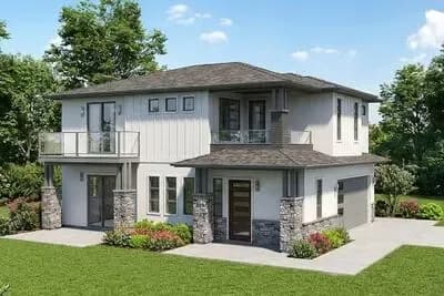 3-Bed Contemporary House Plan with Second-level Sundecks