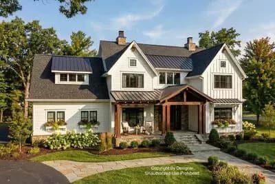 New American Farmhouse Plan with 2-Story Great Room and 2 Laundry Rooms - 2925 Sq Ft