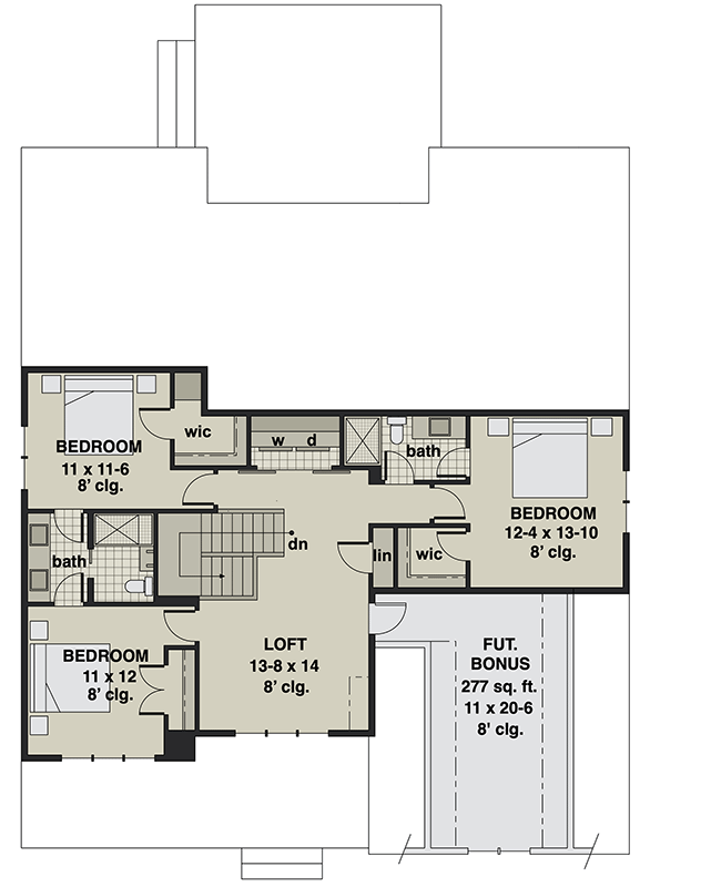 Plan 14696RK: 4-Bed Modern Farmhouse Plan with Two Level Kitchen Island and Laundry On Both Floors - 3146 Sq Ft - Floor Plan - 2nd Floor - Country, Craftsman, Farmhouse, Modern Farmhouse, New American, Traditional