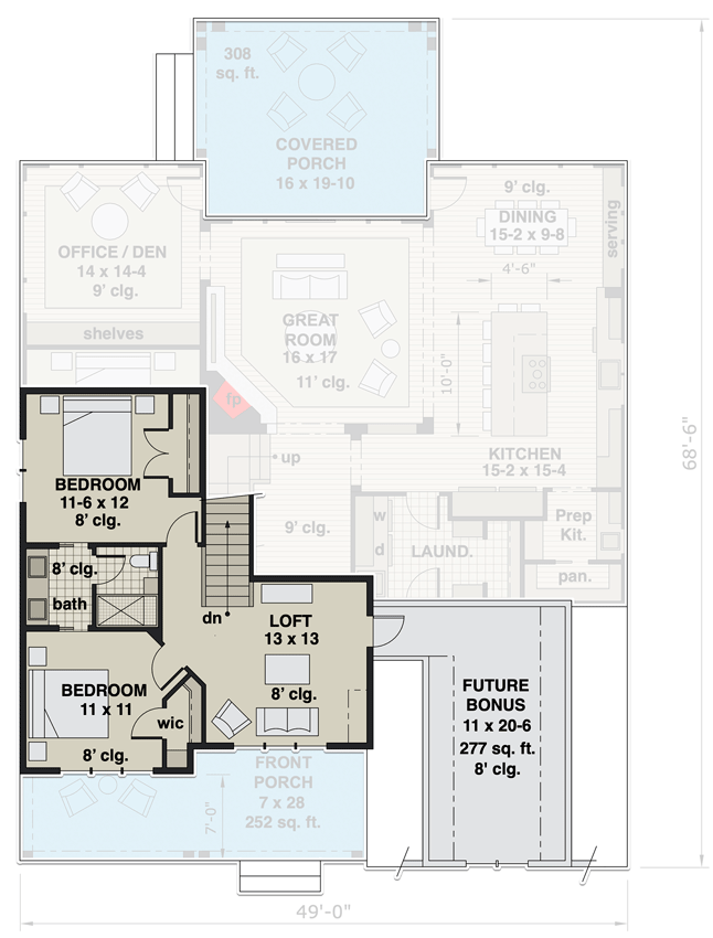 Plan 14699RK: 3-Bedroom Modern Farmhouse Plan with 2 or 3-Car Garage - 2657 Sq Ft - Floor Plan - 2nd Floor - Country, Craftsman, Farmhouse, Modern Farmhouse, New American, Traditional