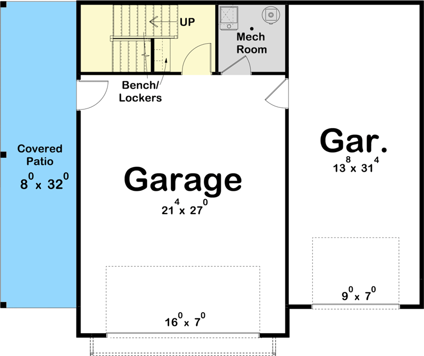 Plan 62322DJ: New American Garage Apartment Plan with Barndominium Styling - Floor Plan - Main Level - Barndominium, Carriage, Country, New American, Rustic, Traditional, Vacation