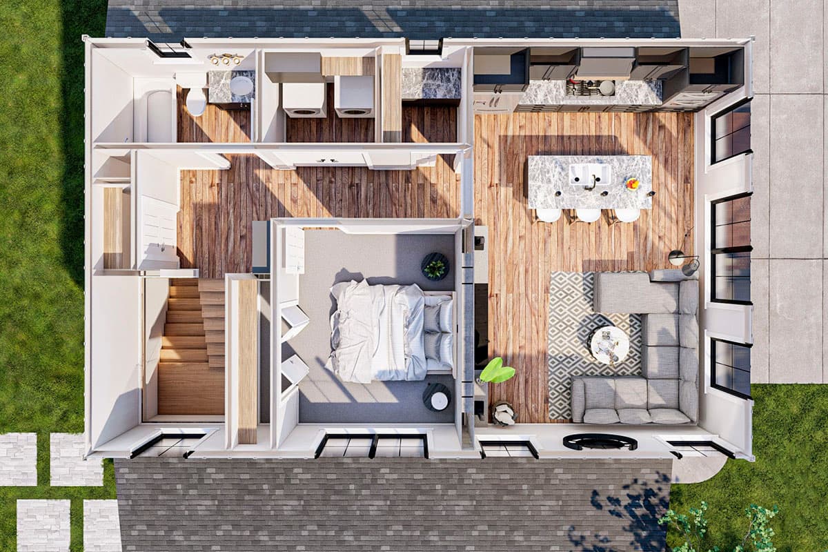 Plan 62322DJ: New American Garage Apartment Plan with Barndominium Styling - Image #11 - Barndominium, Carriage, Country, New American, Rustic, Traditional, Vacation