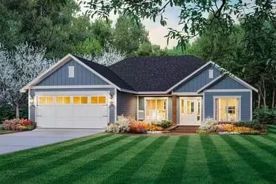 Country Ranch Home Plan with Split Bedrooms