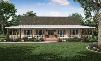 3-Bed Southern Farmhouse Plan with Open-concept Living Space
