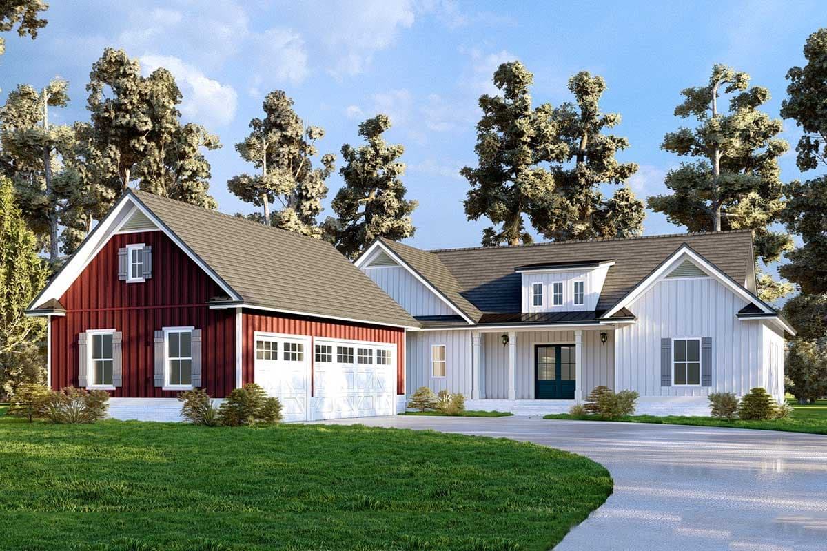Plan 24415TW: New American Farmhouse Plan with Barn-like 3-car Garage - Image #5 - Coastal, Country, Craftsman, Farmhouse, Modern Farmhouse, New American