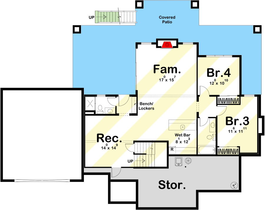 Plan 62323DJ: Lake House Plan with Cathedral Ceilings Above the Open Concept Kitchen and Great Room - Floor Plan - Optional Lower Level Layout ($ Paid Option) - Coastal, Craftsman, New American, Ranch, Vacation