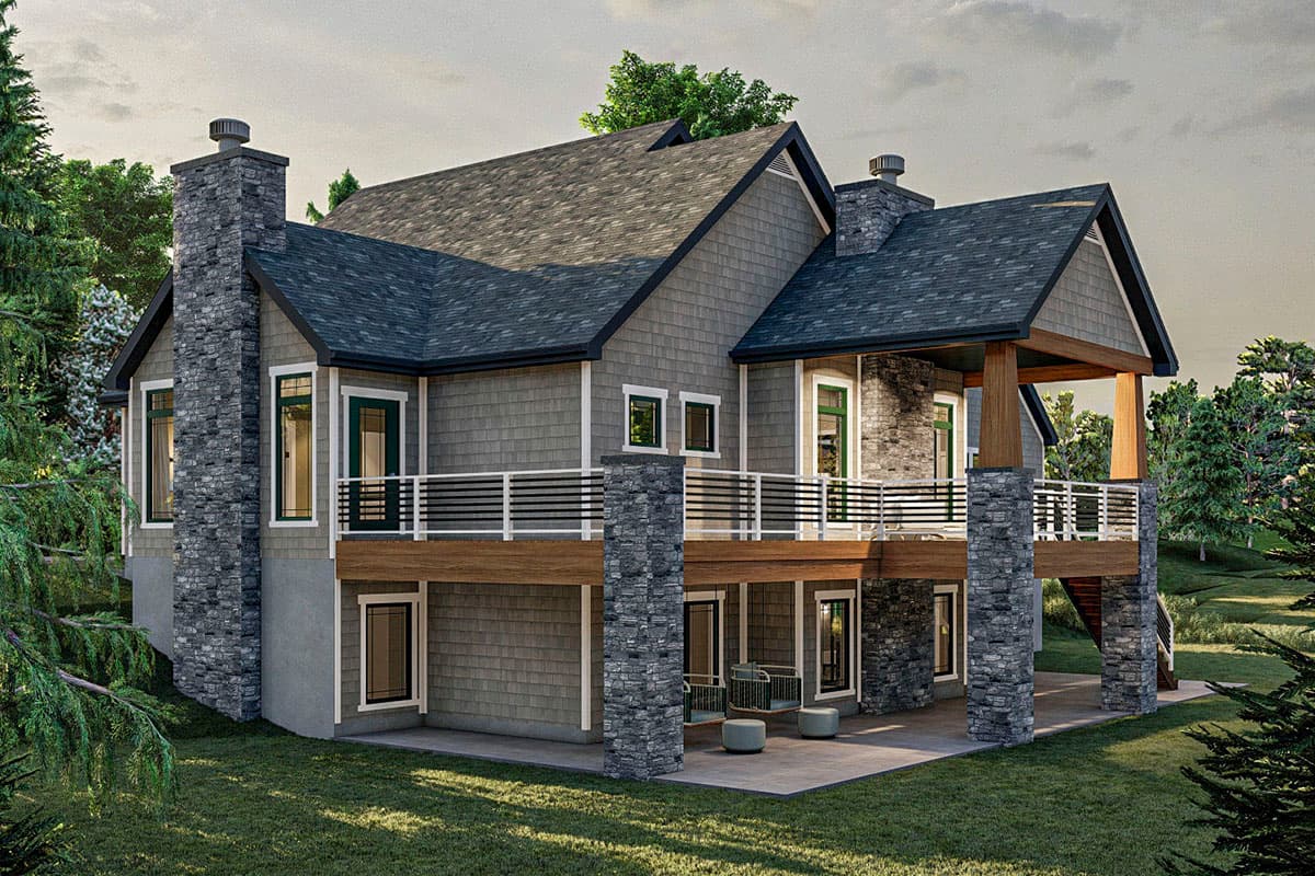 Plan 62323DJ: Lake House Plan with Cathedral Ceilings Above the Open Concept Kitchen and Great Room - Image #8 - Coastal, Craftsman, New American, Ranch, Vacation