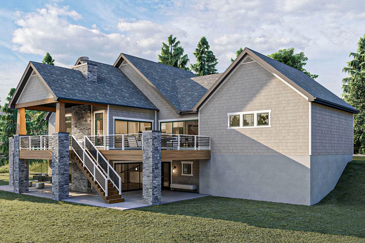 Plan 62323DJ: Lake House Plan with Cathedral Ceilings Above the Open Concept Kitchen and Great Room - Image #9 - Coastal, Craftsman, New American, Ranch, Vacation