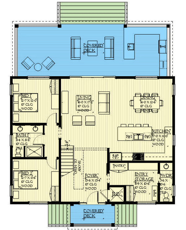 Plan 970087VC: 3-Story Southern Home Plan for Large Family Gatherings - Floor Plan - Main Level - Country, New American, Southern, Transitional