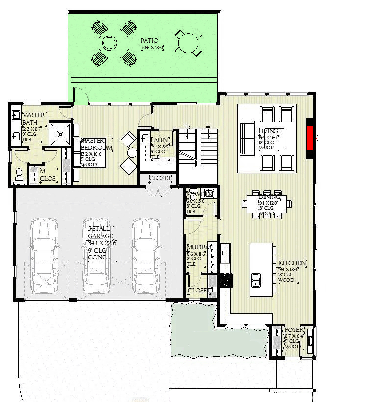 Plan 970089VC: Beautiful Modern 4-Bed Home Plan with 2-Story Open Concept Floor Plan - Floor Plan - Main Level - Contemporary, Modern, Northwest