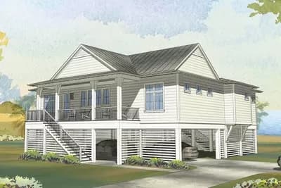 2100 Square Foot Coastal Contemporary House Plan with Drive-under Garage