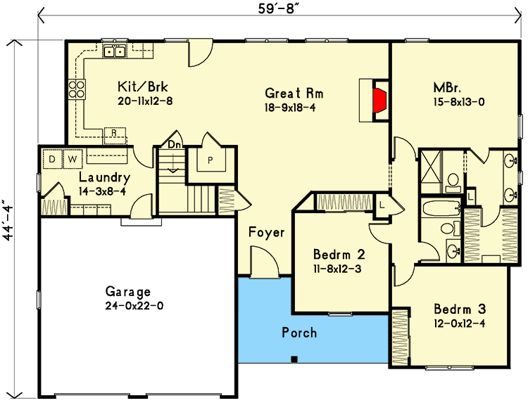 Plan 22168SL: Ranch Home Plan with 3 Bedrooms and an Open Entertaining Space - Floor Plan - Main Level - Ranch, Traditional