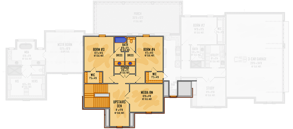 Plan 510188WDY: Exclusive 2-Story Home Plan with Private Master Bedroom - 3742 Sq Ft - Floor Plan - 2nd Floor - European, French Country, Southern, Transitional