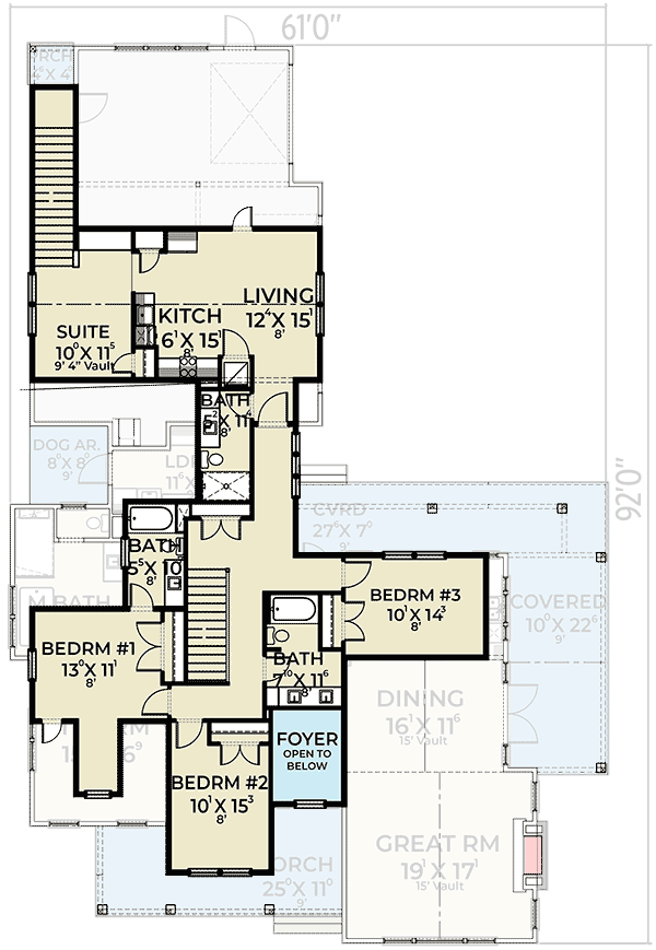 Plan 280129JWD: 5-Bed New American House Plan with Apartment above Garage - Floor Plan - 2nd Floor - Craftsman, New American