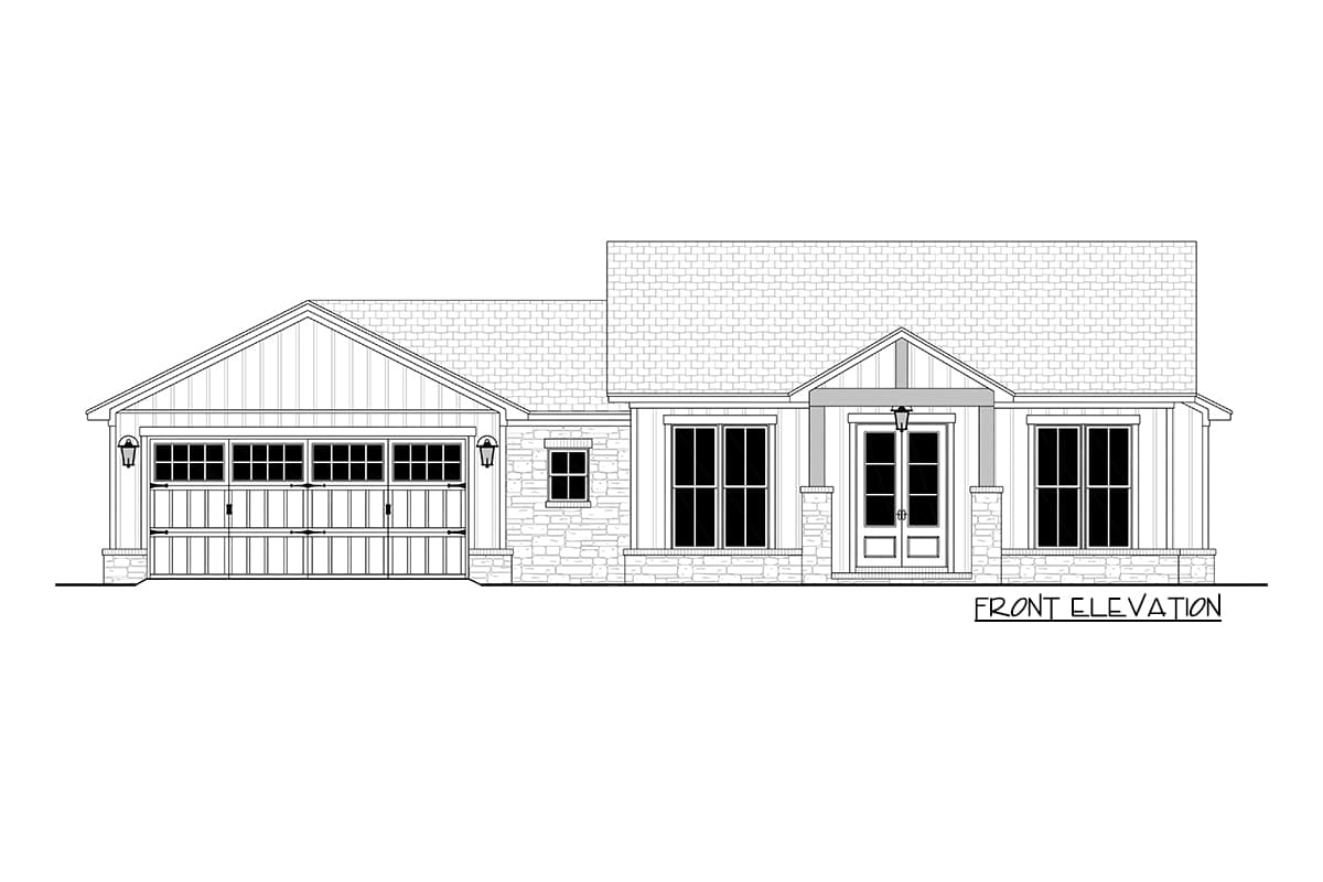 Plan 51855HZ: 3 Bed Texas Farmhouse Plan with Large Walk-in Pantry - 1599 Sq Ft - Image #4 - Cottage, Country, Farmhouse, Hill Country, New American, Ranch, Southern