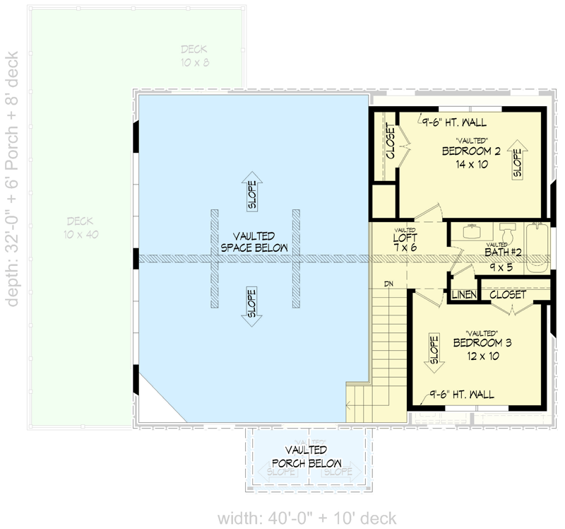 Plan 68747VR: 2-Story Mountain House Plan with Main Floor Master Suite - Floor Plan - 2nd Floor - Country, Mountain, New American, Rustic, Traditional, Vacation