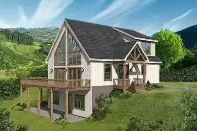 2-Story Mountain House Plan with Main Floor Master Suite