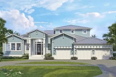 4-Bed Coastal Contemporary House Plan with Butler's Pantry and Covered Lanai