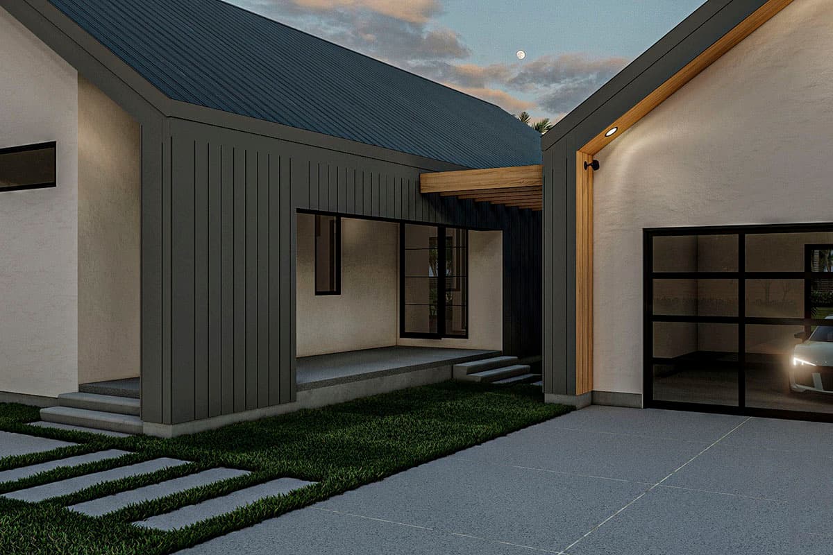 Plan 62325DJ: Scandinavian-Style House Plan with Pull-through 2-Car Garage - 1499 Sq Ft - Image #7 - Contemporary, Mid Century Modern, Modern, Ranch, Scandinavian, Southern, Southwest