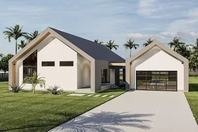 Scandinavian-Style House Plan with Pull-through 2-Car Garage - 1499 Sq Ft