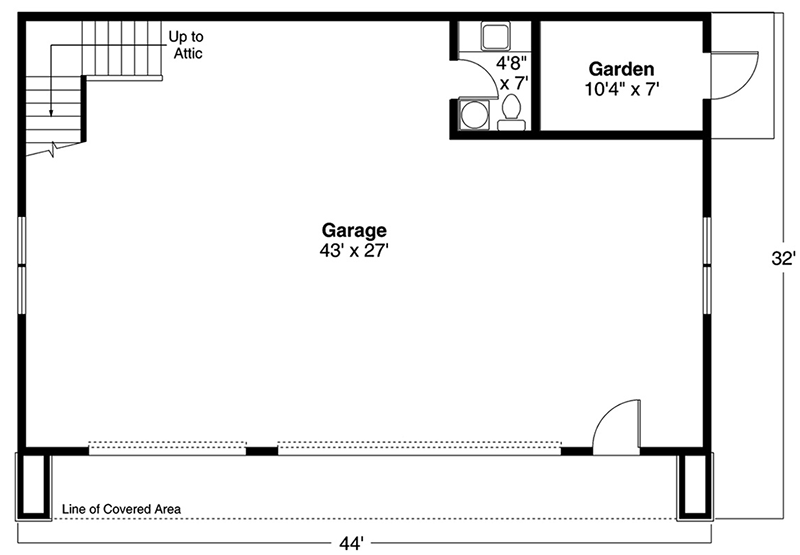 Plan 720021DA: 3-Car Detached Garage with Half Bath - Floor Plan - Main Level - Traditional