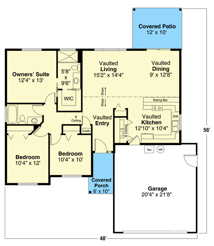 Plan 720030DA: 3-Bed House Plan with Bedrooms Close Together - Floor Plan - Main Level - Ranch, Traditional