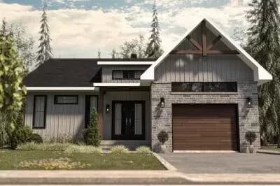 Modern Craftsman House Plan with 2 Beds or 1 Plus an Office