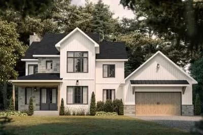 2-Story 3-Bed Modern Farmhouse Plan with Home Office and Laundry Chute - 2383 Sq Ft