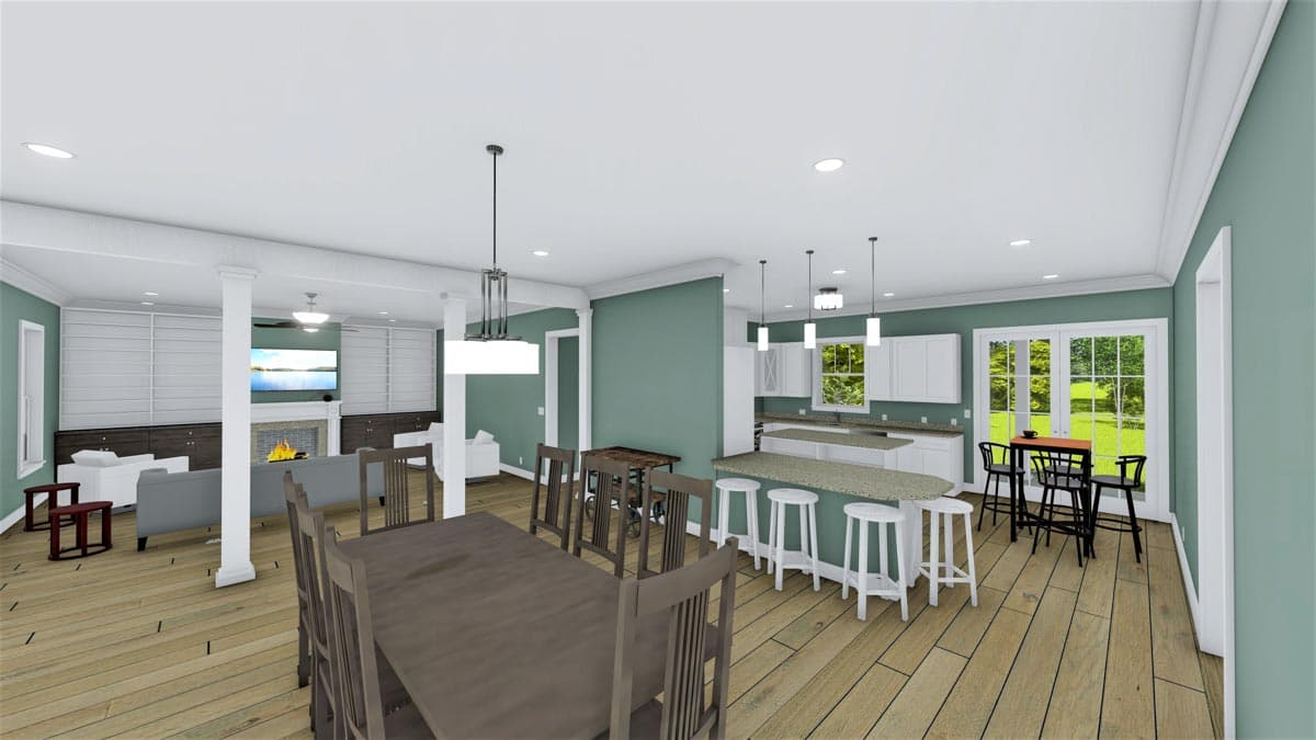 Plan 25026DH: Compact 3-Bed One-Story Home Plan with Decorative Gable - 2094 Sq Ft - Image #5 - Country, Southern, Traditional