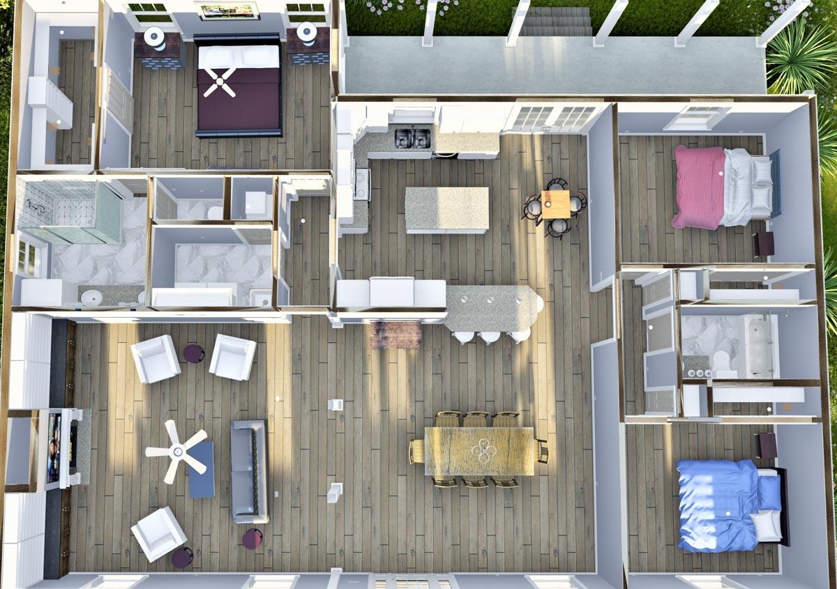 Plan 25026DH: Compact 3-Bed One-Story Home Plan with Decorative Gable - 2094 Sq Ft - Image #9 - Country, Southern, Traditional