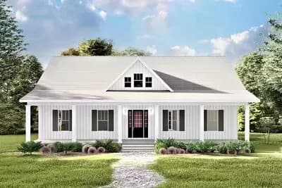 Compact 3-Bed One-Story Home Plan with Decorative Gable - 2094 Sq Ft