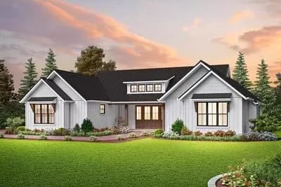 One-Story New American Home Plan with Bedrooms Off To One Side - 2451 Sq Ft