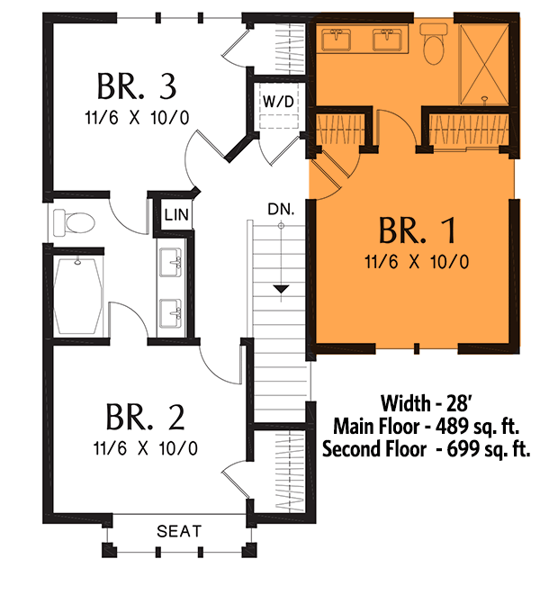 Plan 69771AM: Rustic 2-story Tiny Home Plan with Optional 1-Car Garage - Floor Plan - Garage Option w/Bed and Bath Above (+$480) - Cottage, Country, Rustic, Vacation