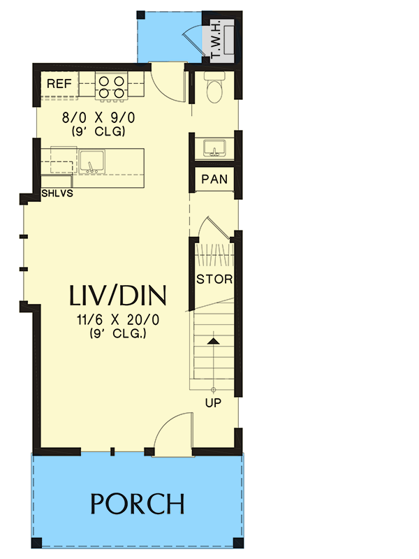 Plan 69771AM: Rustic 2-story Tiny Home Plan with Optional 1-Car Garage - Floor Plan - Main Level - Cottage, Country, Rustic, Vacation