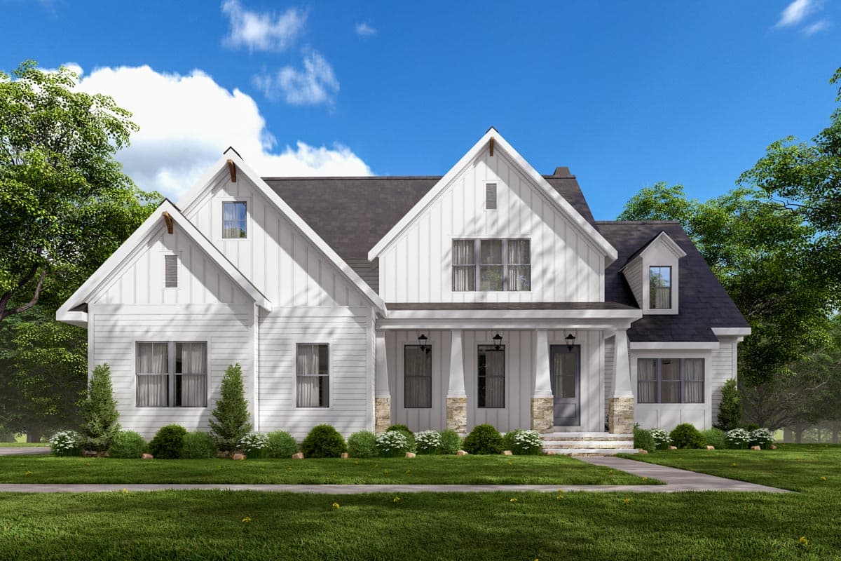 Plan 710380BTZ: Modern Farmhouse Plan with Vaulted Family Room and Home Office Potential - Image #4 - Craftsman, Farmhouse, Modern Farmhouse, New American, Southern