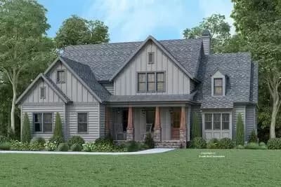 Modern Farmhouse Plan with Vaulted Family Room and Home Office Potential