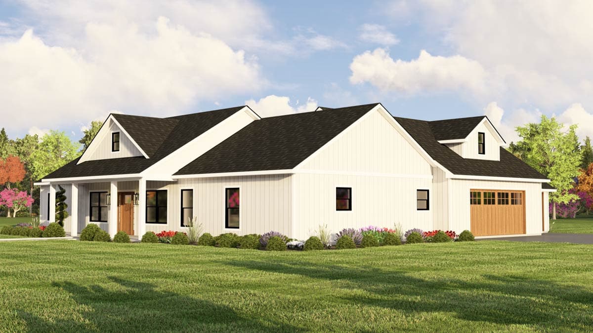 Plan 135035GRA: 4-Bed Home Plan with Cathedral Ceiling and Bonus Room above Garage - Image #5 - Country, Ranch, Southern