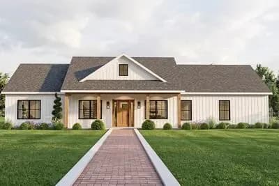4-Bed Home Plan with Cathedral Ceiling and Bonus Room above Garage