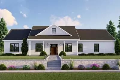 4-Bed Home Plan with Cathedral Ceiling and Bonus Room above Garage