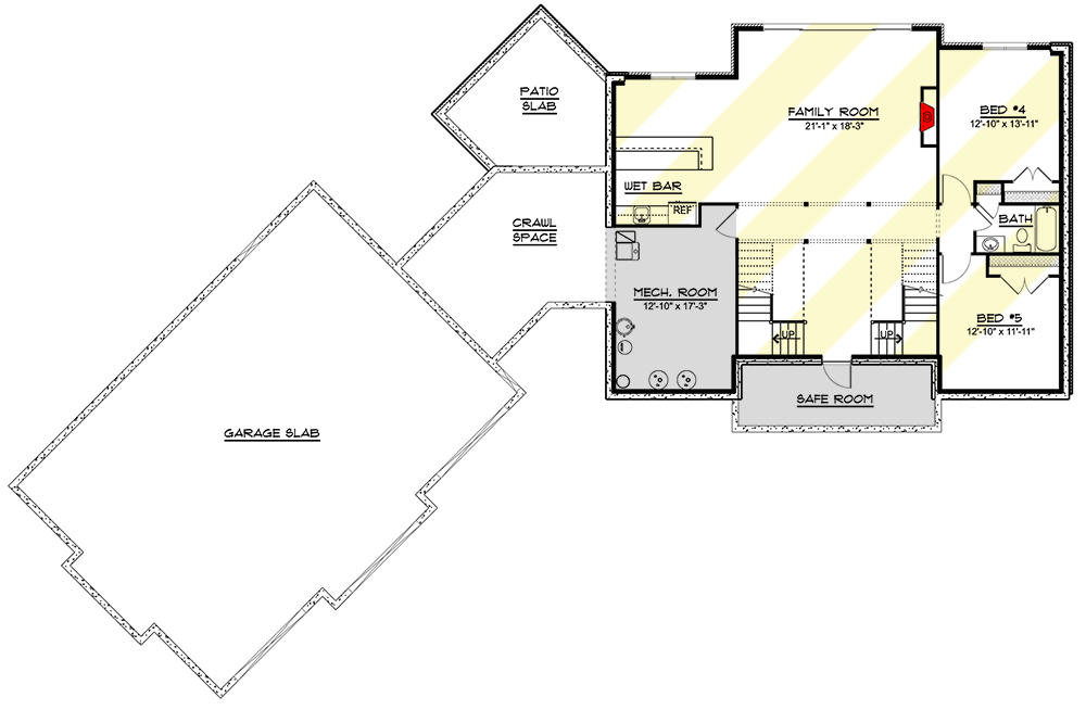 Plan 135037GRA: New American Country House Plan with Angled Garage and Massive Bonus Room - Floor Plan - Optional Lower Level - Country, Craftsman, Mountain, New American