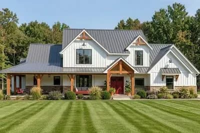 3-Bed New American Farmhouse with Wrap-around Porch and Optional Lower Level