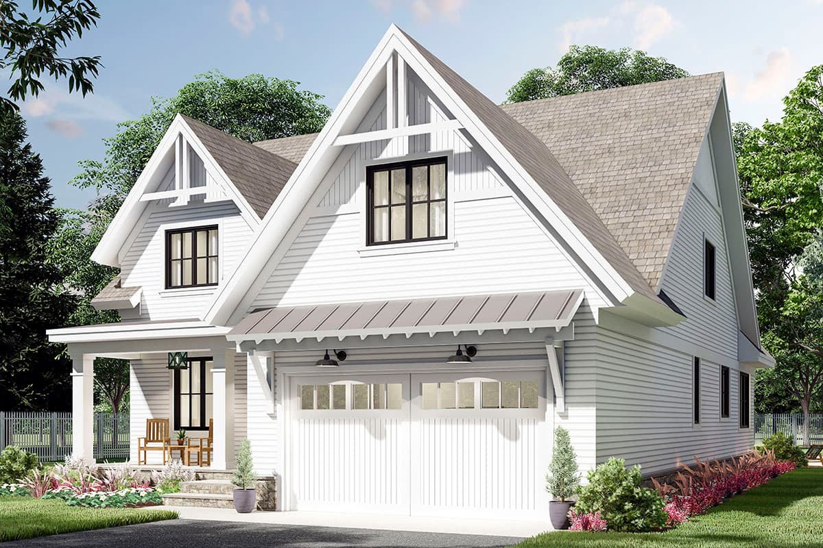 Plan 14700RK: Narrow Modern Farmhouse Plan with Home Office and Laundry On Both Floors - Image #5 - Country, Craftsman, Modern Farmhouse, New American