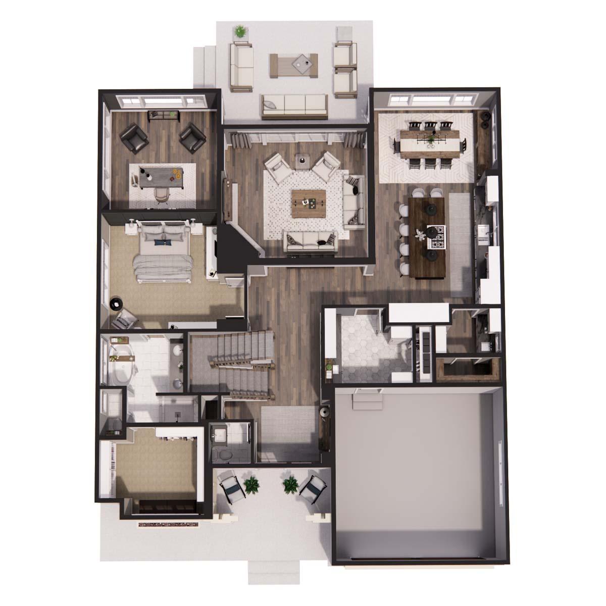 Plan 14702RK: 4-Bed New American Home Plan with a Home Office and Two Laundry Rooms - Image #52 - Craftsman, New American
