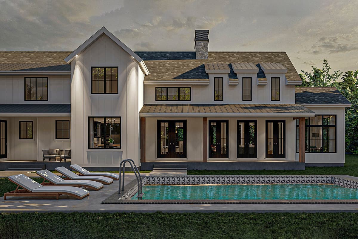 Plan 62329DJ: Magnificent Modern Farmhouse Plan with Sunroom and 2-Story Great Room - Image #4 - Country, Farmhouse, Modern Farmhouse, New American